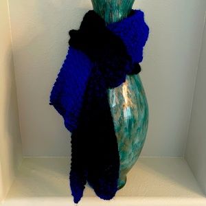 Handcrafted beautiful cobalt blue and black scarf